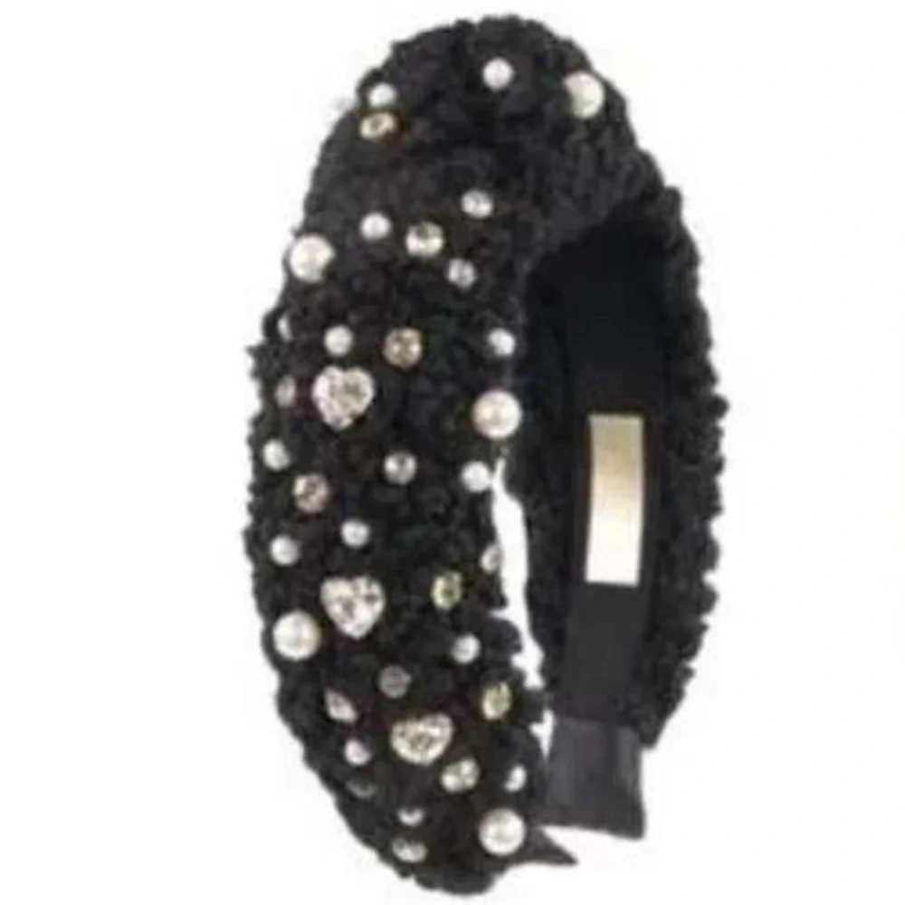 SIMPLY SOUTHERN‎ BlackTeddy Fleece Pearl Rhinestone Embellished Headband NWT